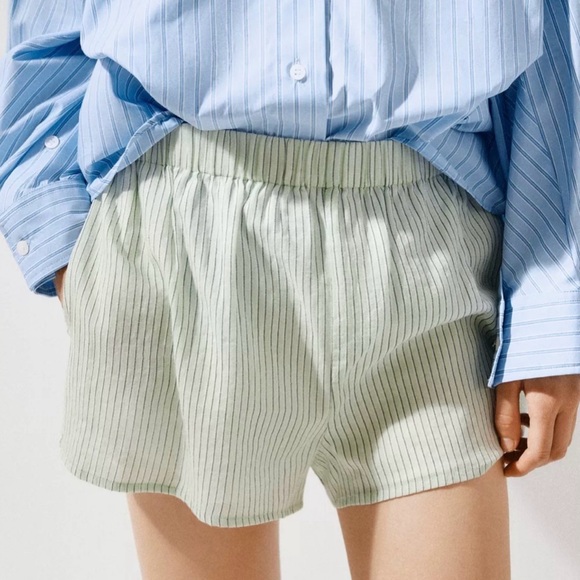 Zara Striped Gray Women's Shorts - Picture 8 of 8